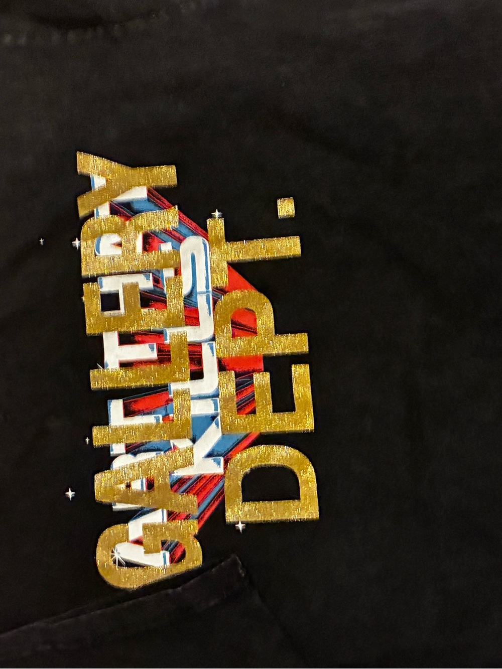 Gallery Dept Black Graphic Print with Red, Blue & White Lettering
